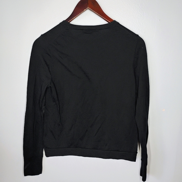 J Crew Margot Sweater Womens Medium Black 100% Merino Wool Office Sophisticated - Picture 4 of 9